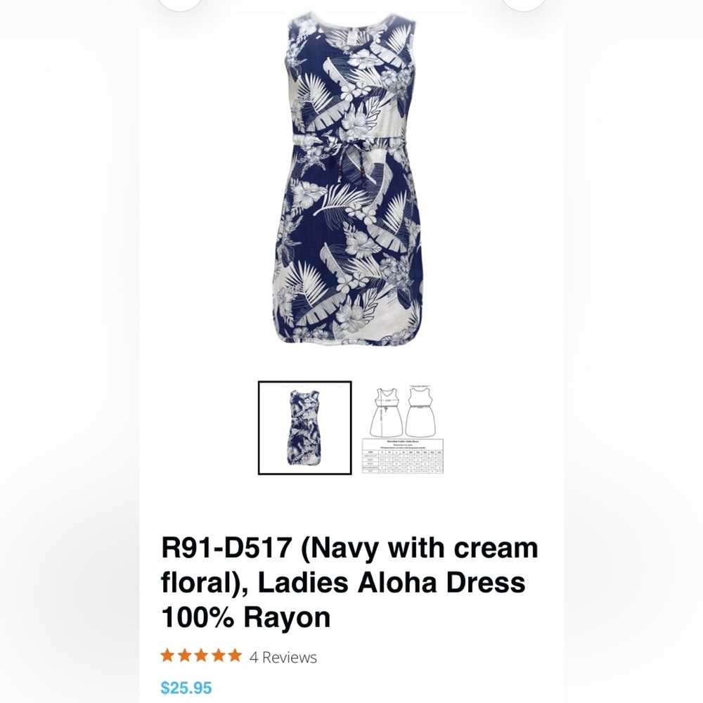 NWT Palmwave Hawaii Women’s Sleeveless Blue & White Floral Aloha Dress Size M - Picture 2 of 11